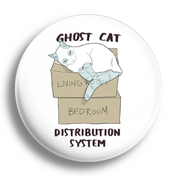 "Ghost Cat Distribution System" Button (58mm/2.2in) image 1