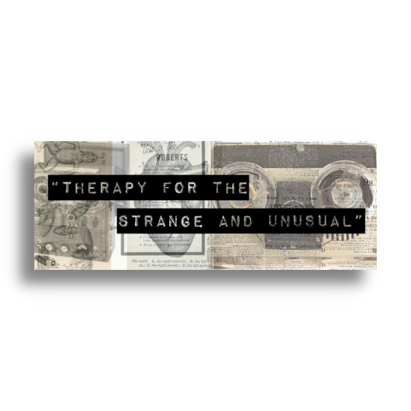 "Therapy for the Strange and Unusual" 8"x4" Sticker image 0
