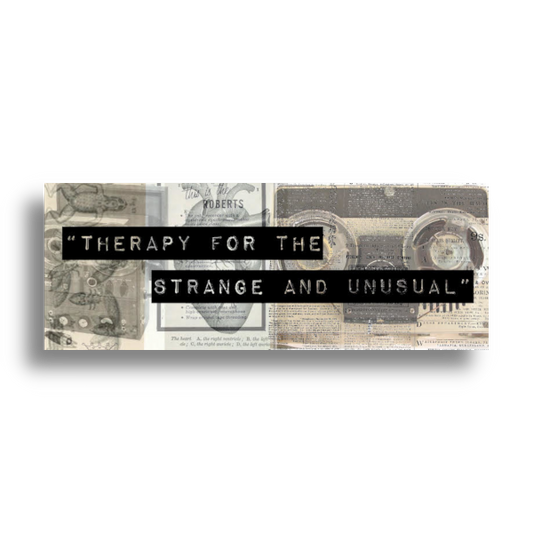 "Therapy for the Strange and Unusual" 8"x4" Sticker image 0